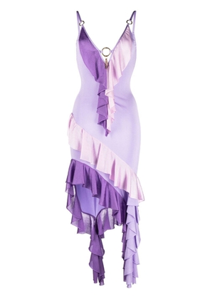 Roberto Cavalli ruffle-detailed asymmetric dress - Purple