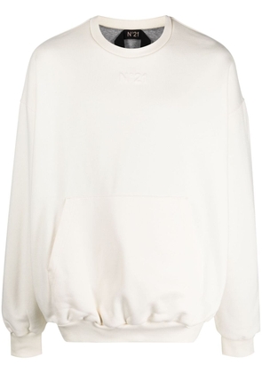 Nº21 logo-embossed cotton sweatshirt - Neutrals