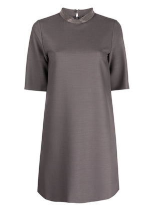 Fabiana Filippi rhinestone-embellished mock-neck dress - Grey