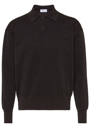 Ferragamo lurex long-sleeved polo shirt - Black