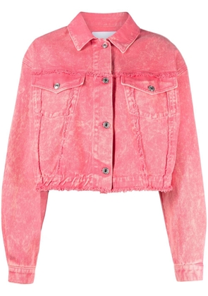 MSGM frayed-detailing denim jacket - Pink