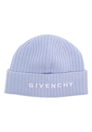 Givenchy logo-print ribbed-knit beanie - Blue