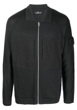 Stone Island Shadow Project Compass-patch zip-up cardigan - Black