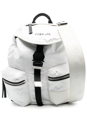Premiata logo-plaque buckle-detail backpack - White
