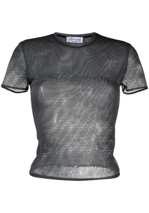 Blumarine logo-embellished mesh T-shirt - Grey