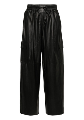 Yves Salomon wide-leg leather cargo trousers - Black
