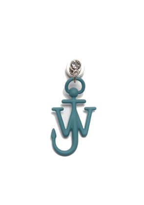 JW Anderson logo-lettering crystal-embellished single earring - Blue