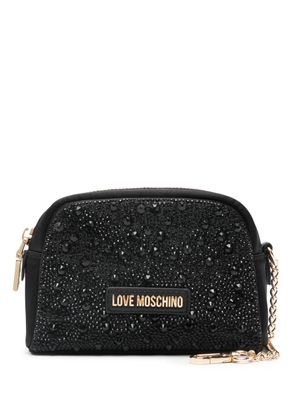 Love Moschino crystal-embellished satin make-up bag - Black