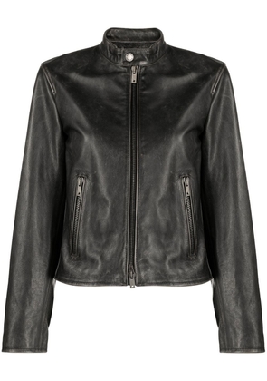 Golden Goose cropped leather jacket - Black