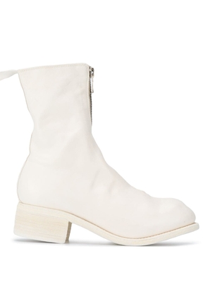 Guidi front-zip leather boots - White