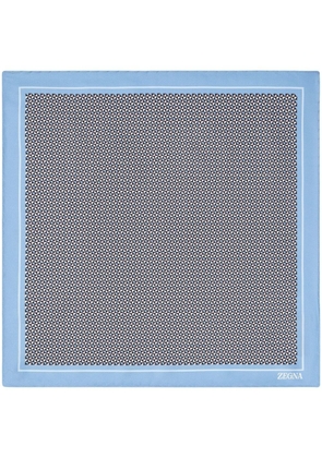 Zegna printed silk pocket square - Blue