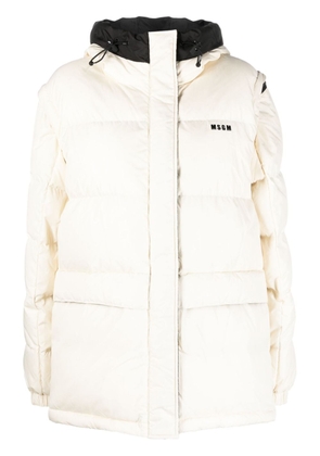 MSGM logo-embroidery padded coat - Neutrals