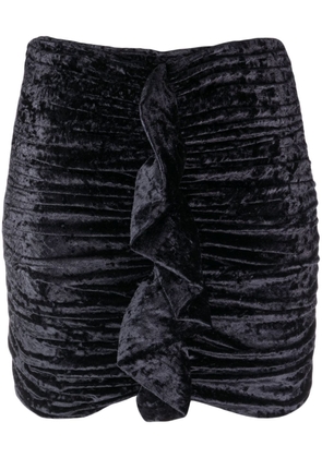 Amen crushed-velvet ruched miniskirt - Black