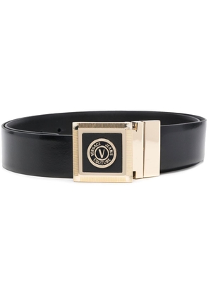 Versace Jeans Couture logo-plaque leather belt - Black
