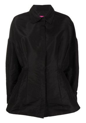 Valentino Garavani gathered-detail faille shirt jacket - Black