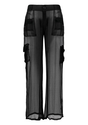 Leslie Amon sheer-finish cargo trousers - Black