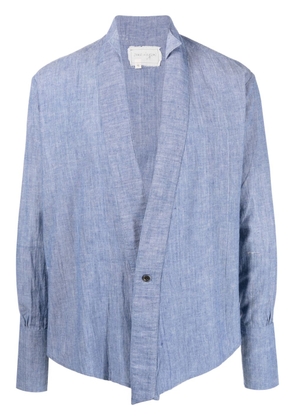 Greg Lauren collarless cotton shirt - Blue