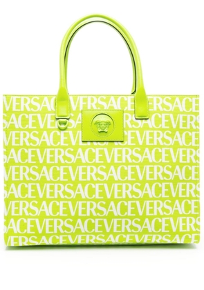 Versace logo-print canvas tote bag - Green