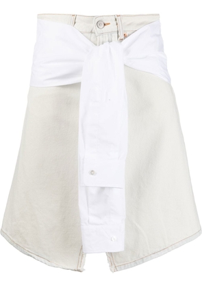 MM6 Maison Margiela knot-detail cotton denim skirt - White