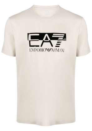 Ea7 Emporio Armani logo-print crew-neck T-shirt - Neutrals