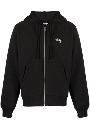 Stüssy Stock logo-embroidered zipped hoodie - Black