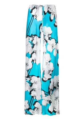 Roberto Cavalli Orchid Print Wide Trousers - Blue