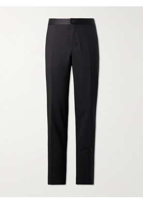 Canali - Straight-Leg Satin-Trimmed Wool and Mohair-Blend Tuxedo Trousers - Men - Black - IT 46