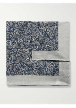 Dunhill - Paisley-Print Cotton Pocket Square - Men - Blue