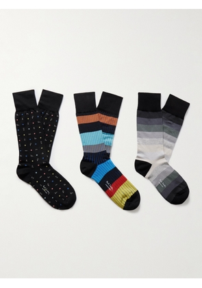 Paul Smith - Three-Pack Jacquard-Knit Cotton-Blend Socks - Men - Black