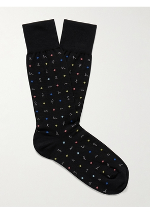 Paul Smith - Cole Jacquard-Knit Cotton-Blend Socks - Men - Black