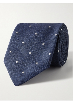 Paul Smith - 8cm Polka-Dot Linen and Silk-Blend Tie - Men - Blue