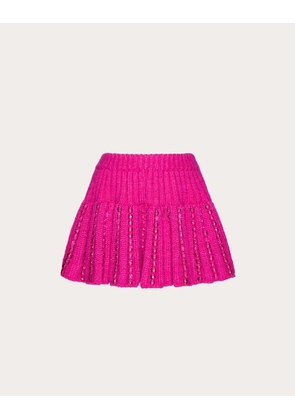 Valentino EMBROIDERED MOHAIR WOOL MINI SKIRT Woman PINK PP XS