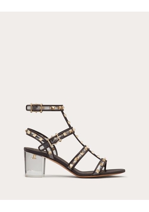 Valentino Garavani ROCKSTUD SANDAL IN POLYMER MATERIAL WITH STRAPS AND PLEXI HEEL 60MM Woman BROWN/TRANSPARENT 36.5