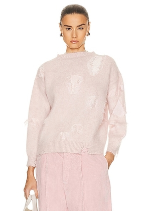 R13 Shrunken Deconstructed Crewneck Sweater in Pink - Pink. Size XS (also in S).