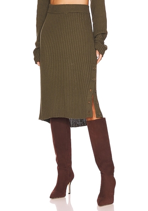 Bobi Rib Midi Skirt in Olive. Size L, M, XS.
