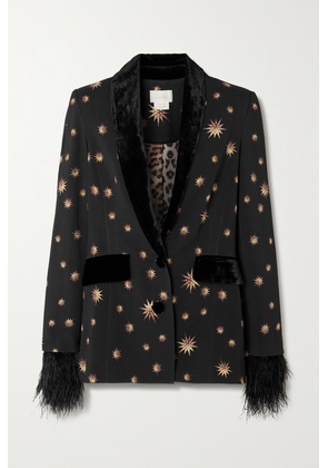 Camilla - Soulstar Velour And Faux-fur-trimmed Woven Blazer - Black - x small,small,medium,large,x large