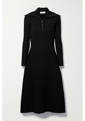 Tory Burch - Ribbed Knit Midi Dress - Black - small,medium,large
