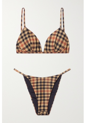 Haight - + Net Sustain Carolina And Clara Checked Triangle Bikini - Brown - x small,small,medium,large
