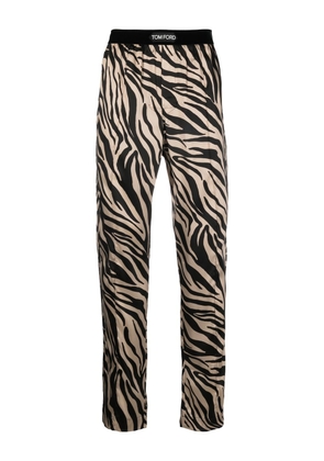 TOM FORD zebra-print silk pyjama bottoms - Black