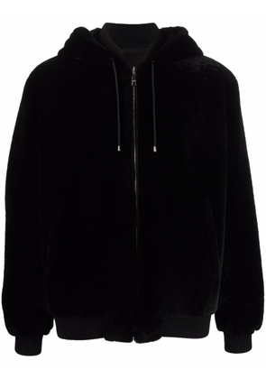 Prada shearling-fur hooded zip-front jacket - Black