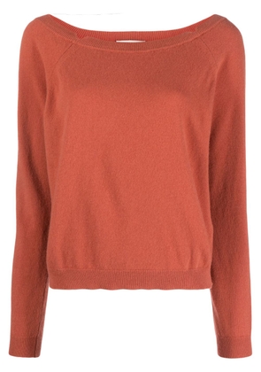 Semicouture boat-neck long-sleeves knit sweater - Orange