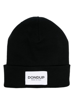 DONDUP logo-patch wool-blend beanie - Black