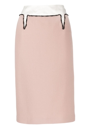 Nº21 crystal-embellished wool-blend pencil skirt - Pink