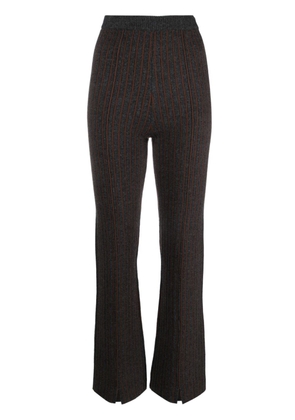 Claudie Pierlot striped high-waist straight-leg trousers - Grey