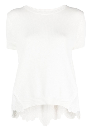 LIU JO embroidered-panel cotton top - White