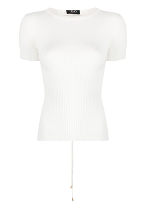 LIU JO lace-up ribbed top - White