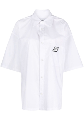 AMBUSH logo-appliqué cotton bowling shirt - White