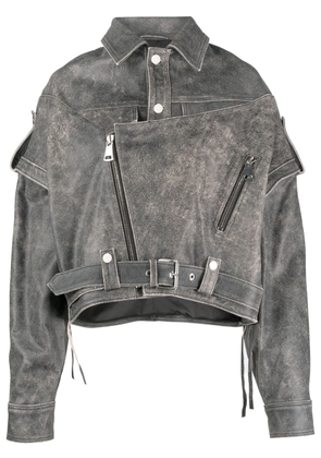 Manokhi detachable-sleeves biker jacket - Grey