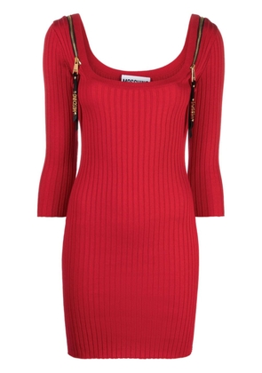 Moschino zip-detailed ribbed dress - Red
