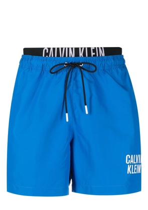 Calvin Klein double-waistband drawstring swim shorts - Blue
